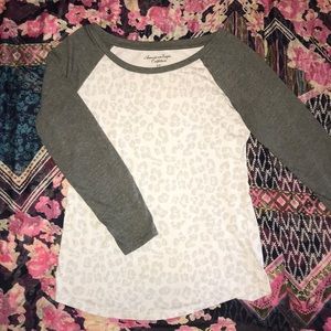 American Eagle Leopard Baseball Tee